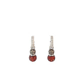 14k White Gold  Chocolate Diamond, Orange Sapphire and Round Diamond Total Weight .50ct Earrings